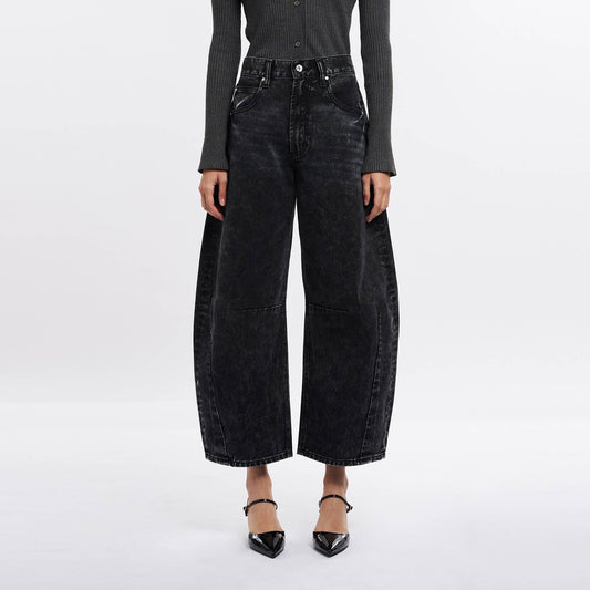 SUPER HIGH RISE TAILORED BARREL JEANS FINISHED HEM