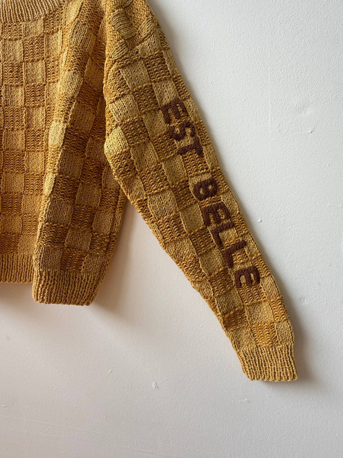 La Vie Est Belle Sweater, Hand Knit & Natural Dyes & Crochet Appliqué