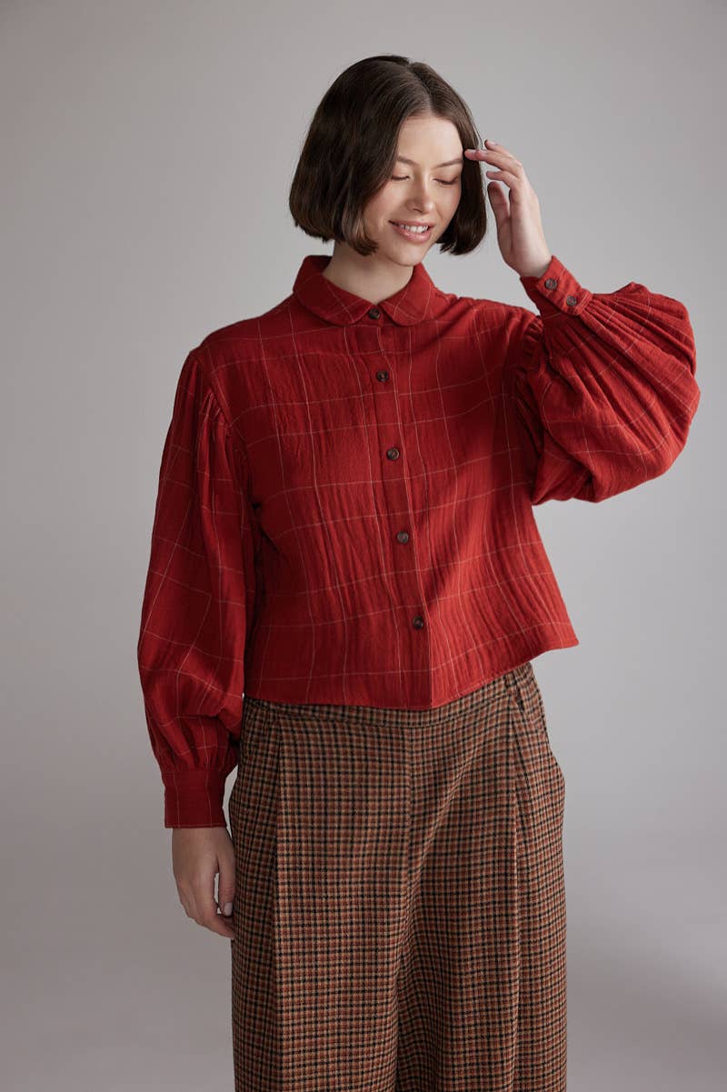 Plaid Volume Blouse