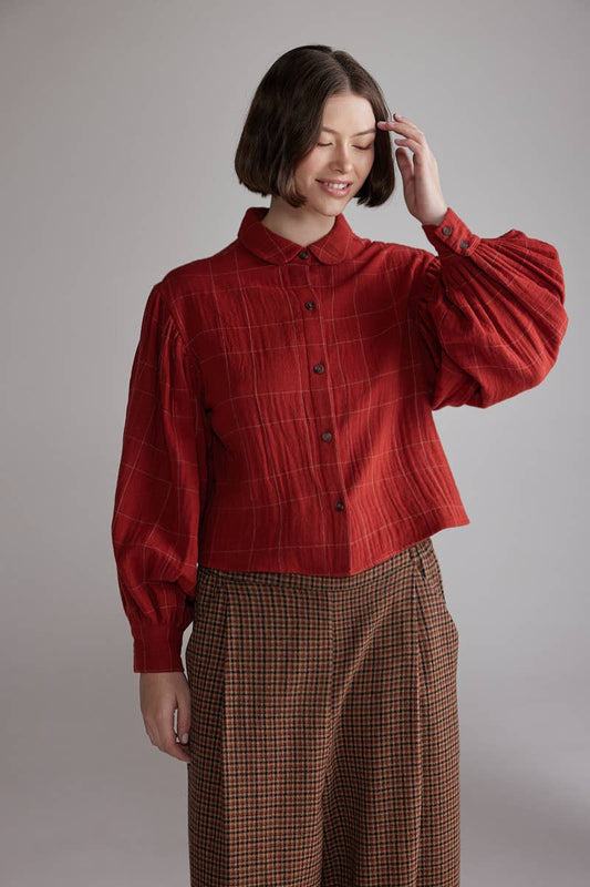 Plaid Volume Blouse