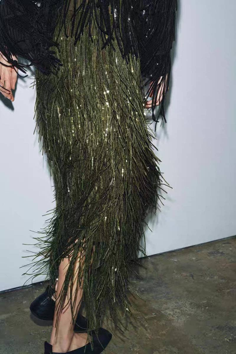 Fringe Maxi Skirt