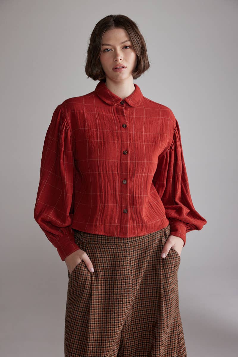 Plaid Volume Blouse