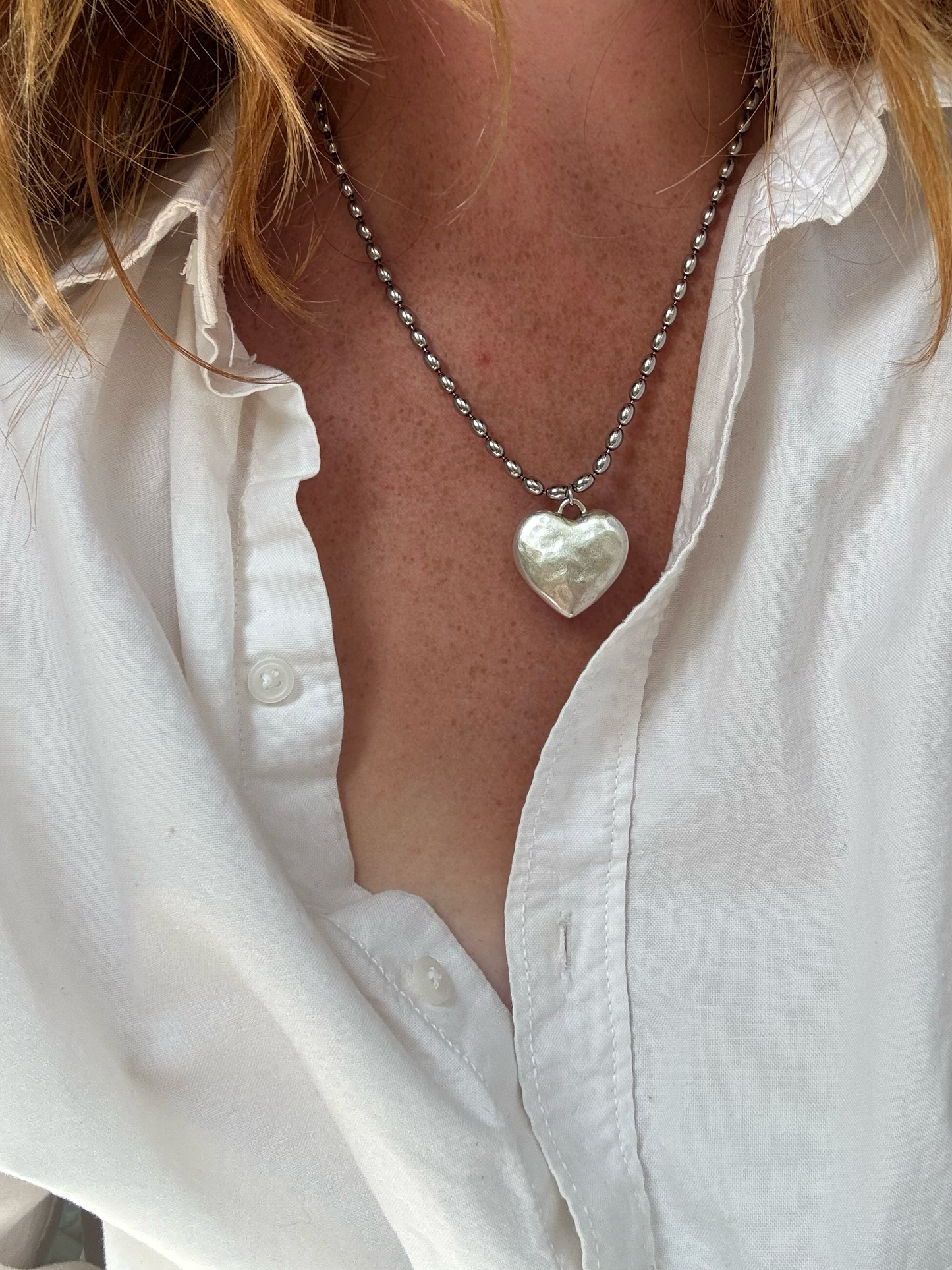 The Amara Heart Necklace-Silver