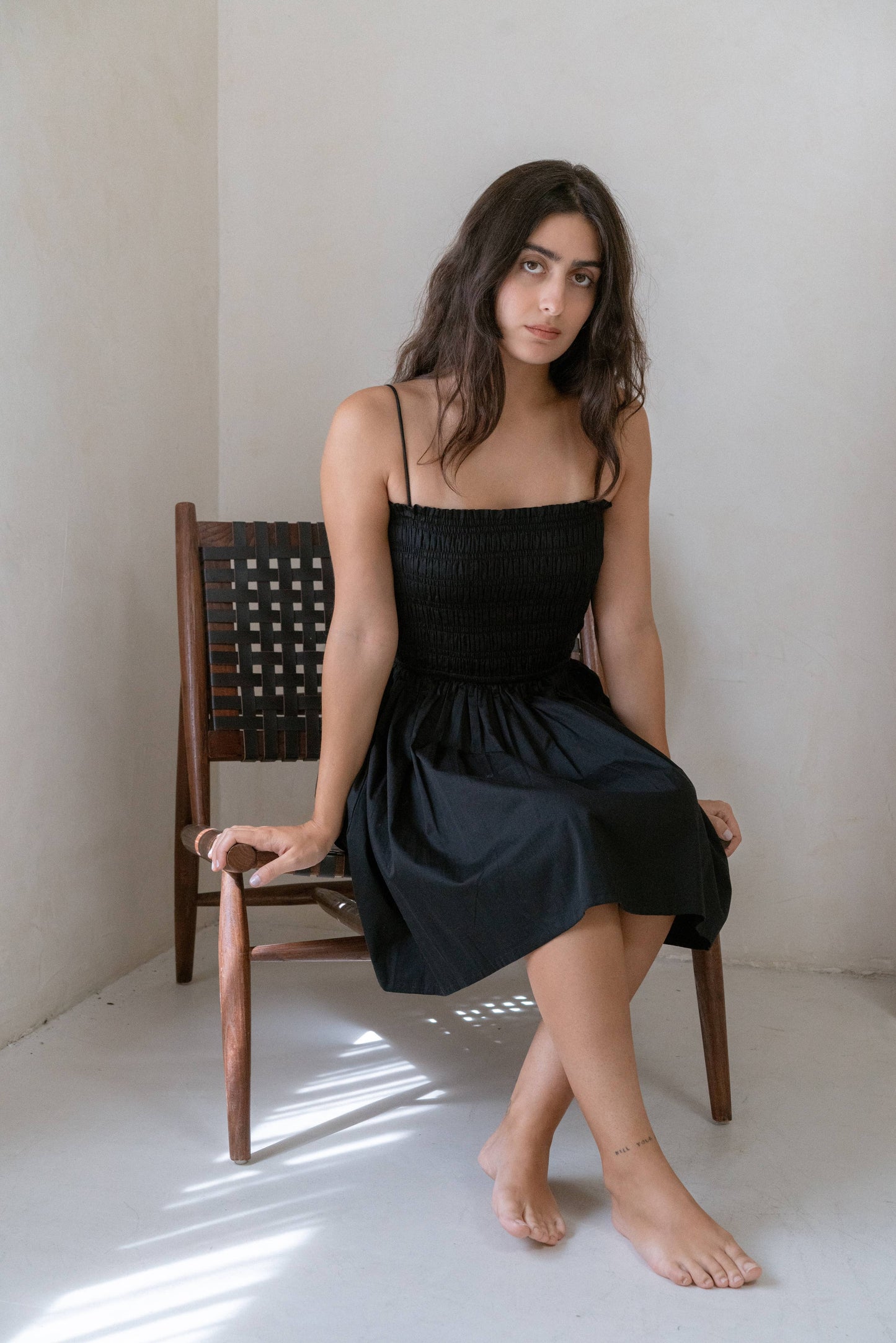Strappy Bodice Mini Dress - Black