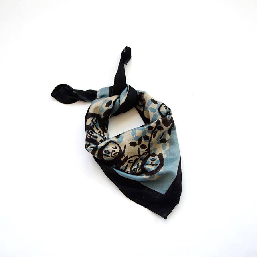 Cotton Silk Large Head Square Scarf / Bandana - Expressions