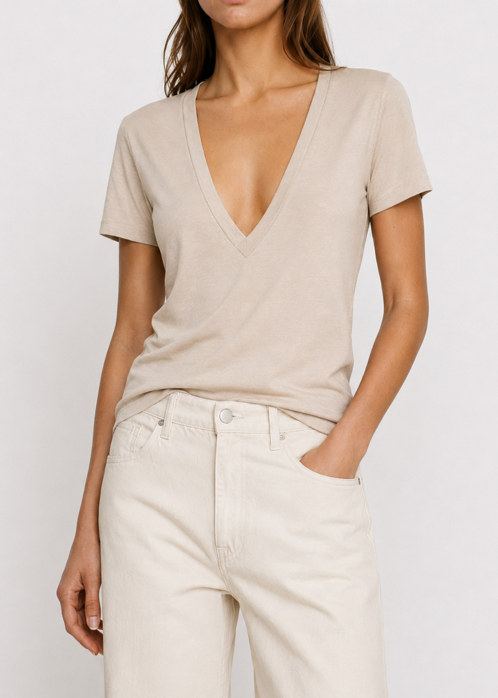 Supima Cotton Deep V-Neck Tee