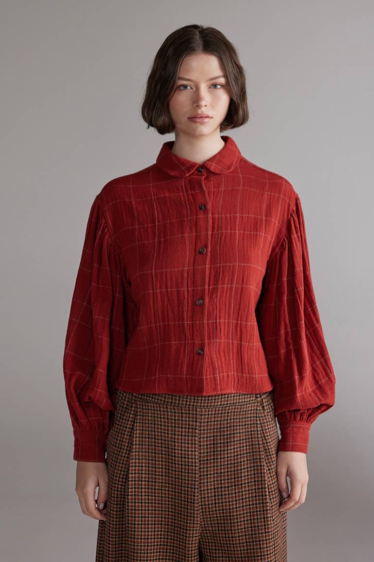 Plaid Volume Blouse