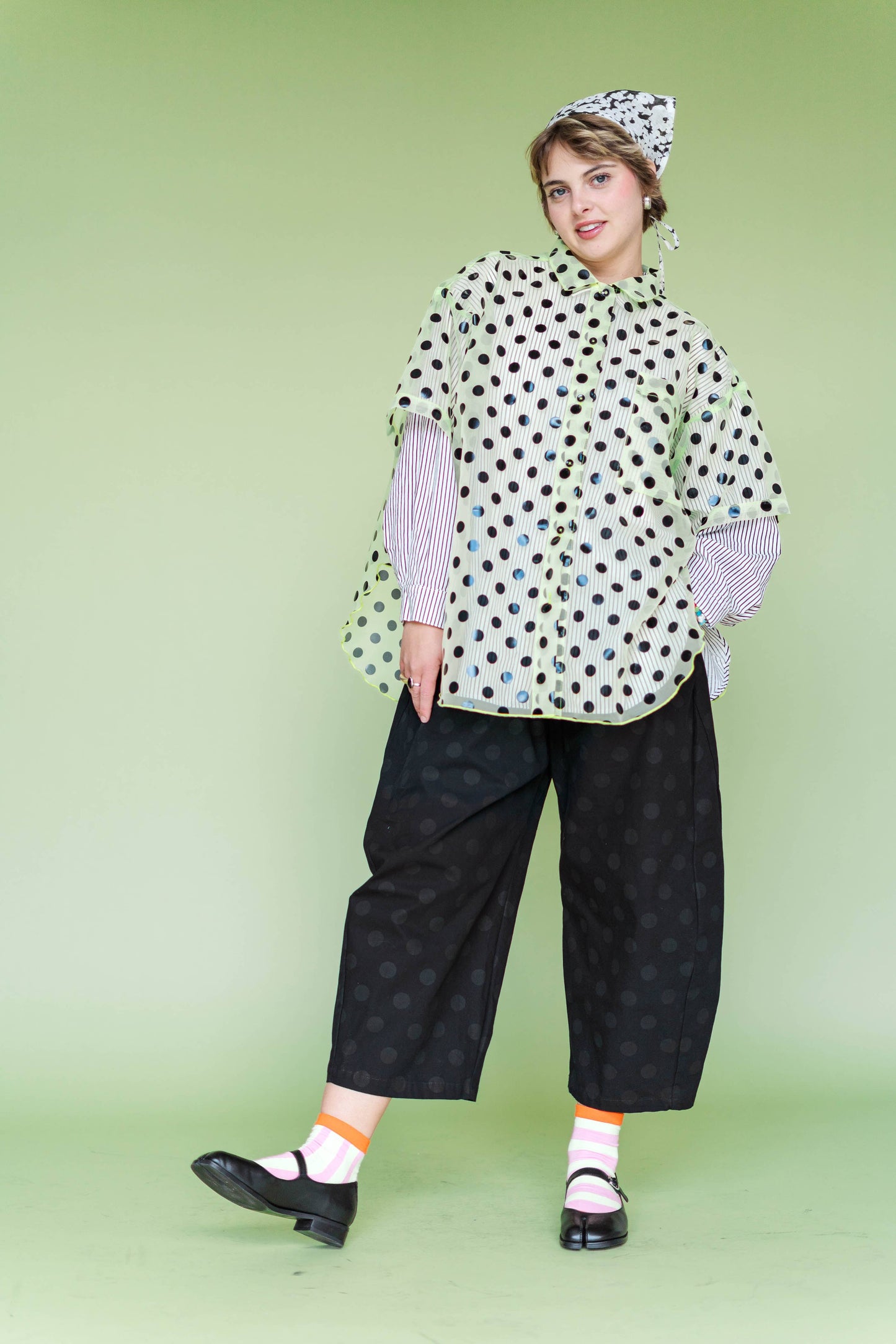 Women’s Balloon Pants - Black Polka Dot Denim