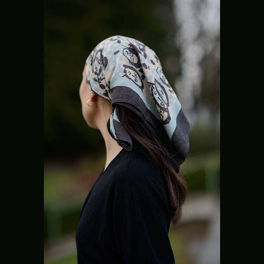 Cotton Silk Large Head Square Scarf / Bandana - Expressions