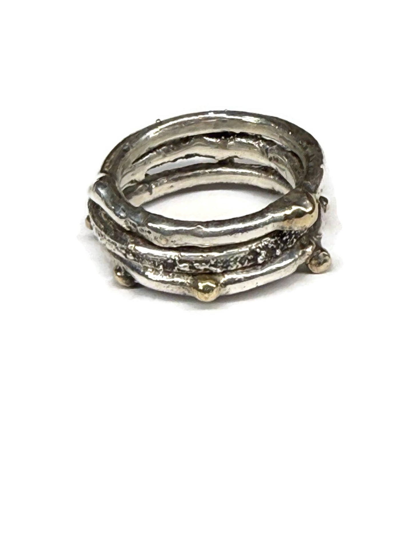 3 Stacking rings reticulated with 14k alloy gold