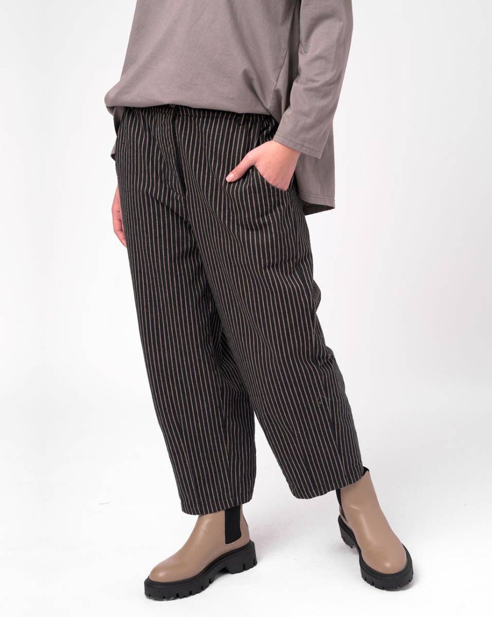 Striped Cotton Elastic Waist Pants