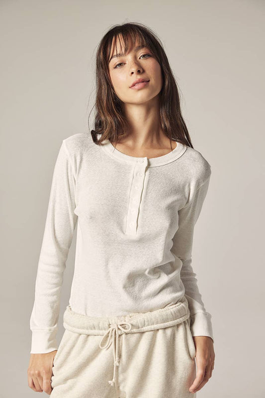 Long sleeve cotton henry top