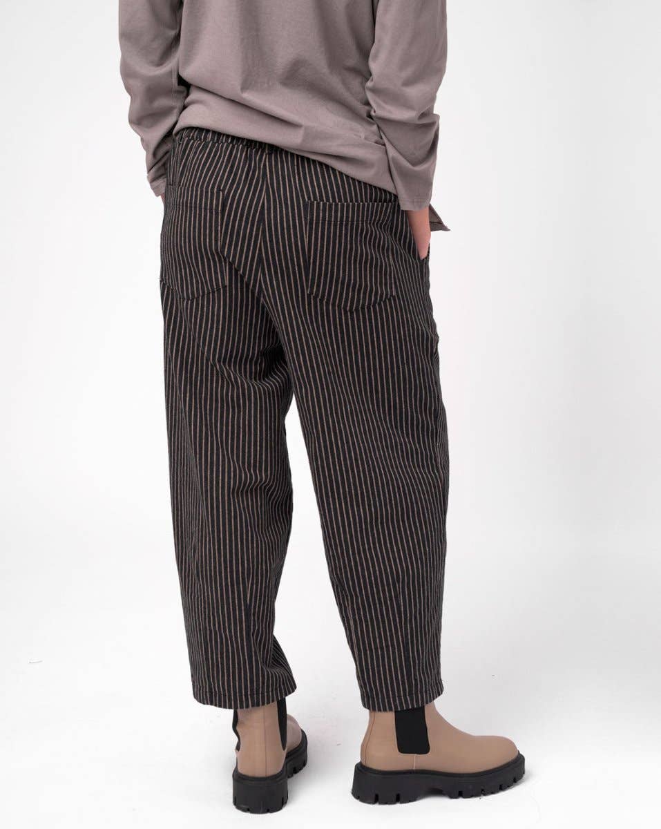 Striped Cotton Elastic Waist Pants