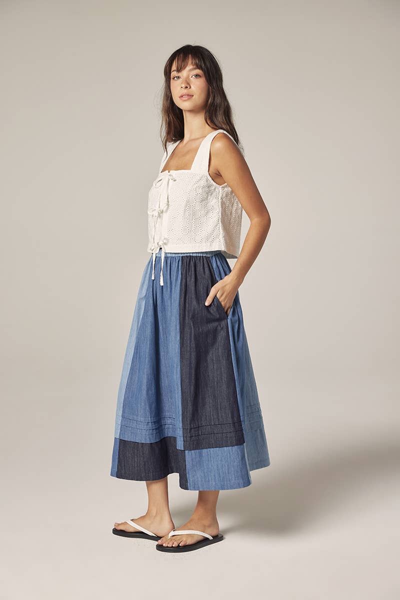 Contrast midi skirt