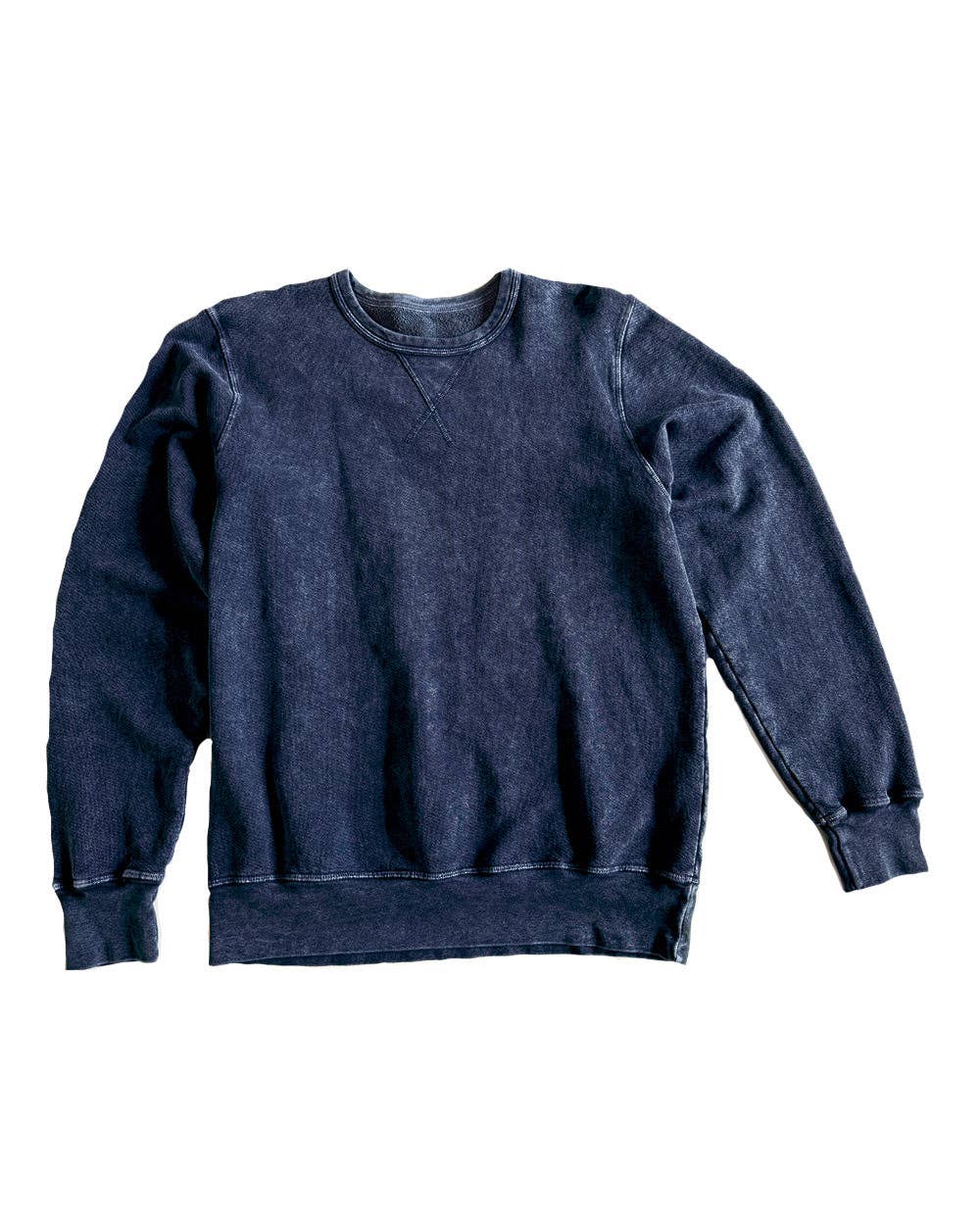 Pullover V-notch Crew -Cotton French Terry with Mineral Wash