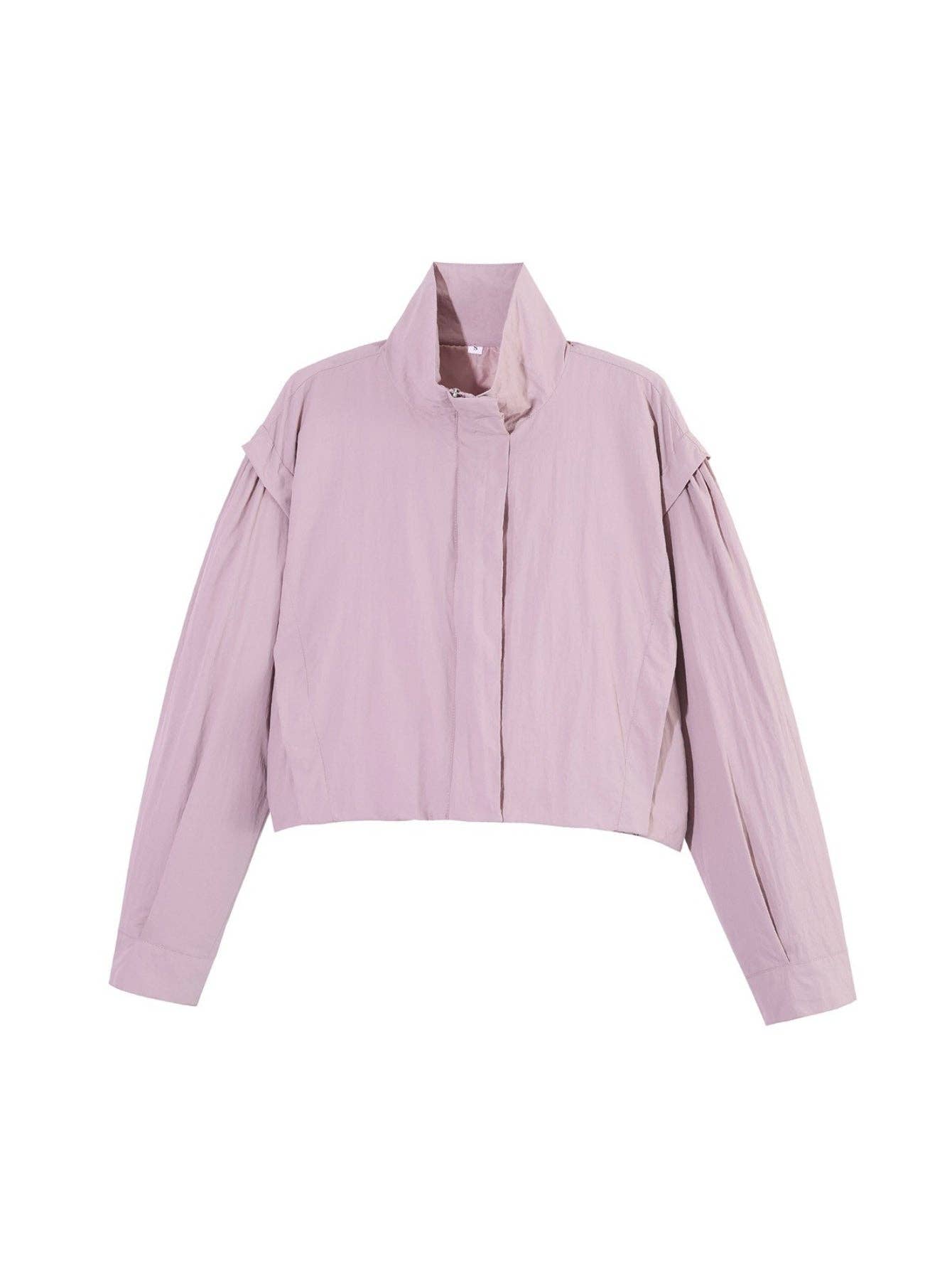 Zip Detail Long Sleeve Windbreaker Jacket Women N6D123