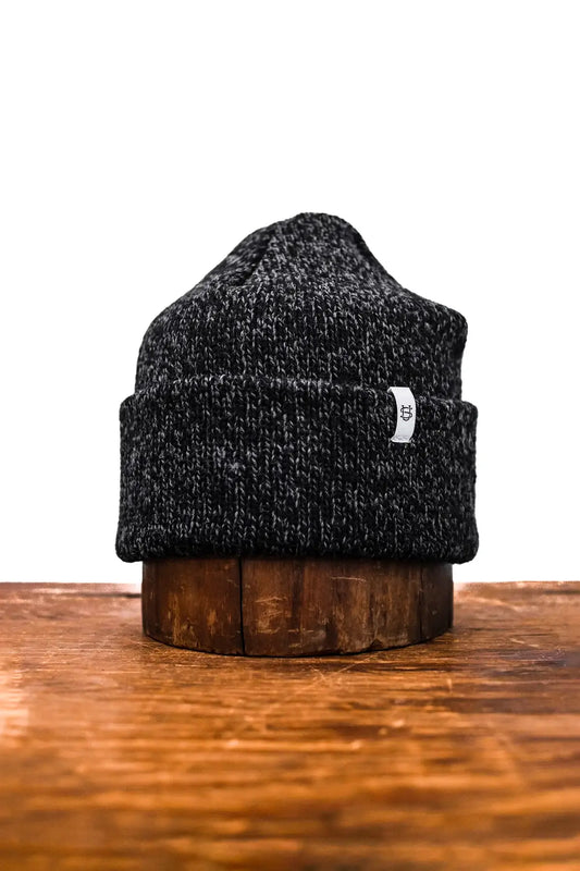 Black Melange Ragg Wool Beanie