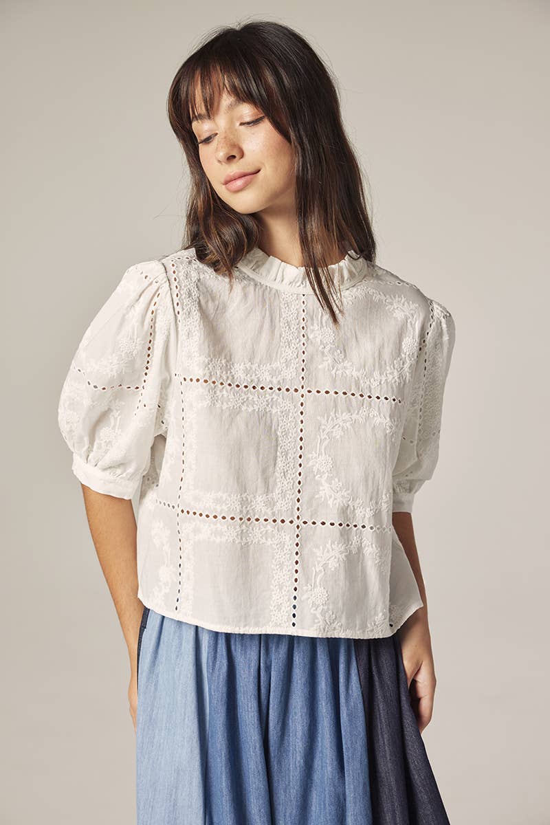 Puff sleeve tie back top