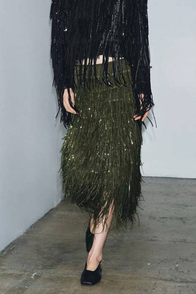 Fringe Maxi Skirt