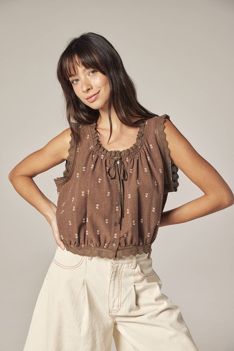 Button down short blouse