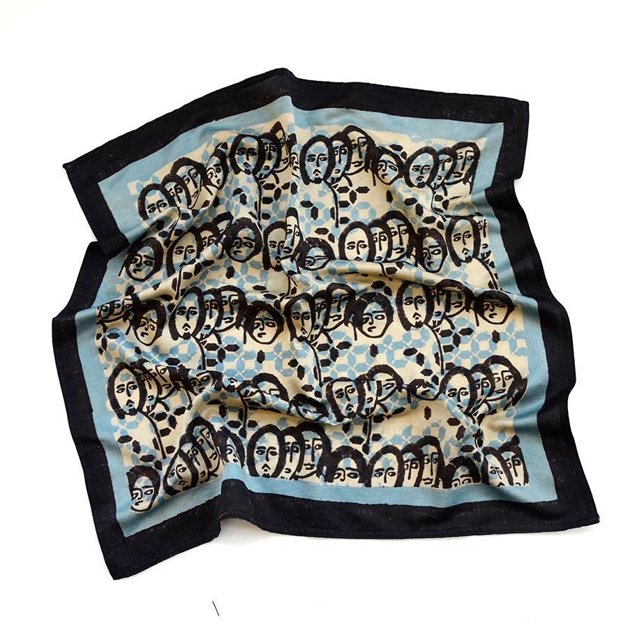 Cotton Silk Large Head Square Scarf / Bandana - Expressions
