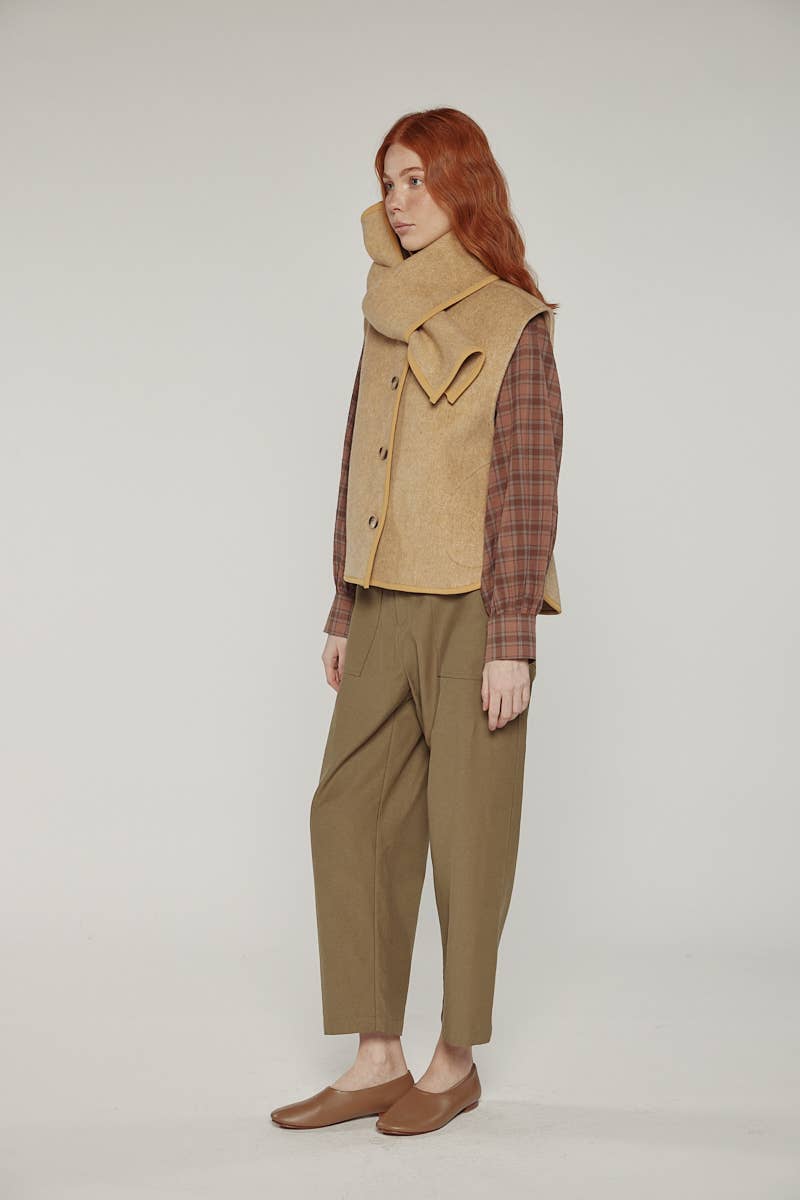 Wool Blend Scarf Vest by Amente